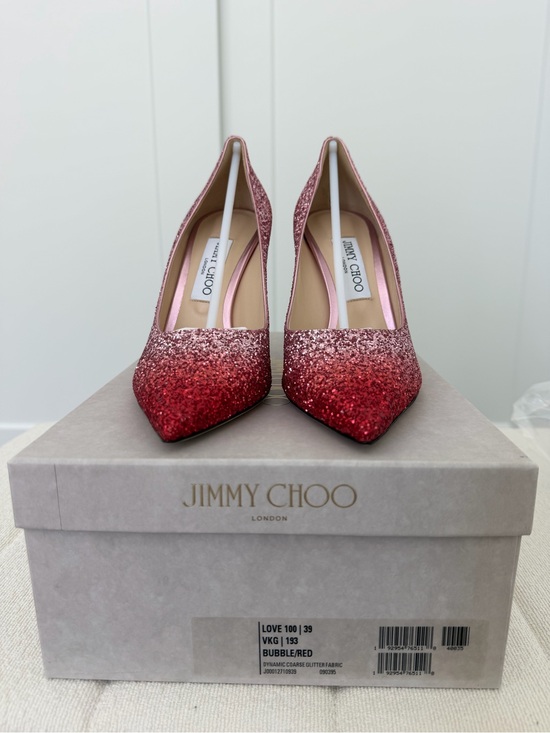 Jimmy Choo Shoes - Jimmy Choo Love 100 Women's Glitter Gradient Pumps - Red/Pink